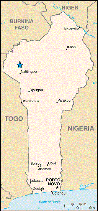 Localisation des Chutes de Tanguieta